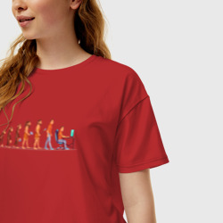 Женская футболка хлопок Oversize Эволюция программиста programmer evolution - фото 2