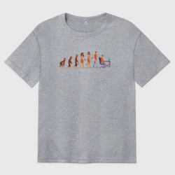 Женская футболка хлопок Oversize Эволюция программиста programmer evolution