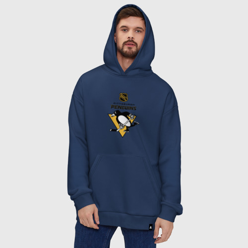 Худи SuperOversize хлопок Питтсбург Пингвинз НХЛ логотип, цвет темно-синий - фото 5
