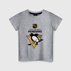 Детская футболка хлопок Питтсбург Пингвинз НХЛ логотип