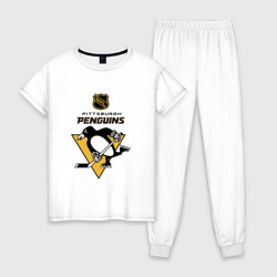 Женская пижама хлопок Питтсбург Пингвинз НХЛ логотип