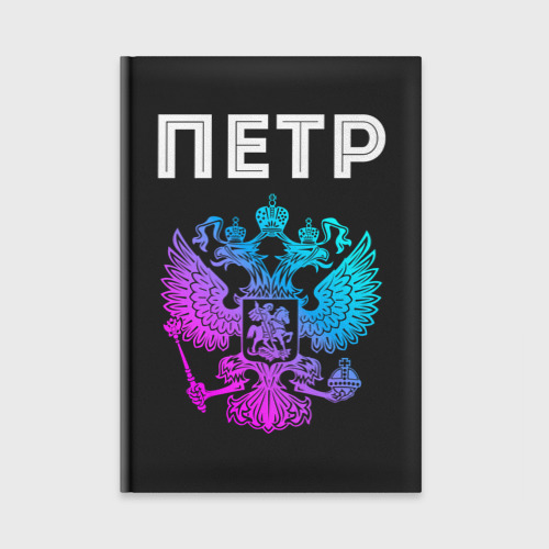 Ежедневник Петр и неоновый герб России: символ и надпись