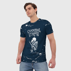 Футболка с принтом Cannibal Corpse - брызги для мужчины, вид на модели спереди №2. Цвет основы: белый