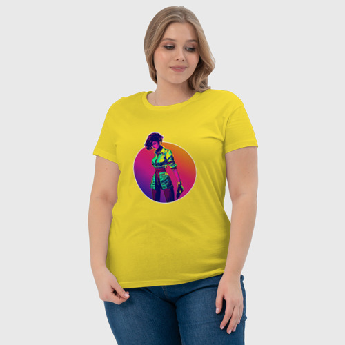 Женская футболка хлопок с принтом Кибер-будущее, женщина, фото #4