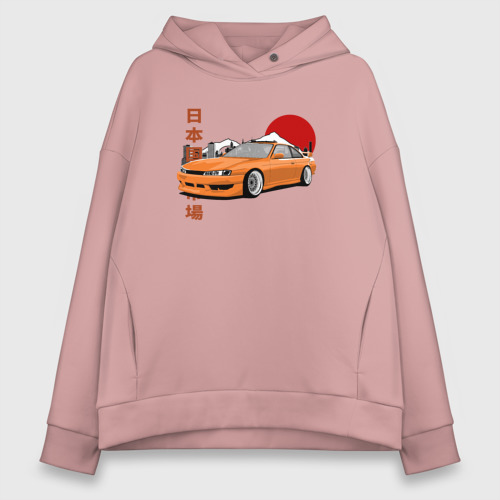 Женское худи Oversize хлопок Silvia s14 JDM Retro Car, цвет пыльно-розовый