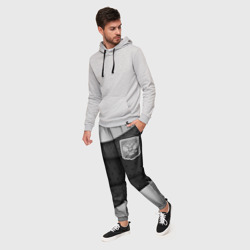 Мужские брюки 3D Черно белый герб России - фото 2