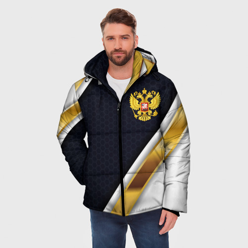 Мужская зимняя куртка 3D Gold and white Russia, цвет черный - фото 3