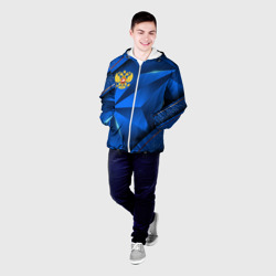 Мужская куртка 3D Герб РФ на синем объемном фоне - фото 2