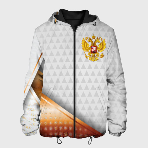 Мужская куртка 3D с принтом Герб РФ с золотой вставкой, вид спереди #2