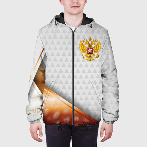 Мужская куртка 3D с принтом Герб РФ с золотой вставкой, вид сбоку #3