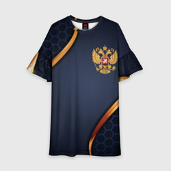 Детское платье 3D Blue & gold герб России