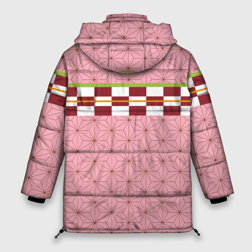 Женская зимняя куртка 3D с принтом Кимоно Незуко, вид сзади #1