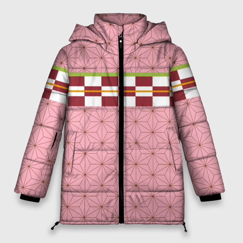 Женская зимняя куртка 3D с принтом Кимоно Незуко, вид спереди #2