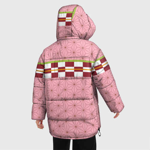 Женская зимняя куртка 3D с принтом Кимоно Незуко, вид сзади #2