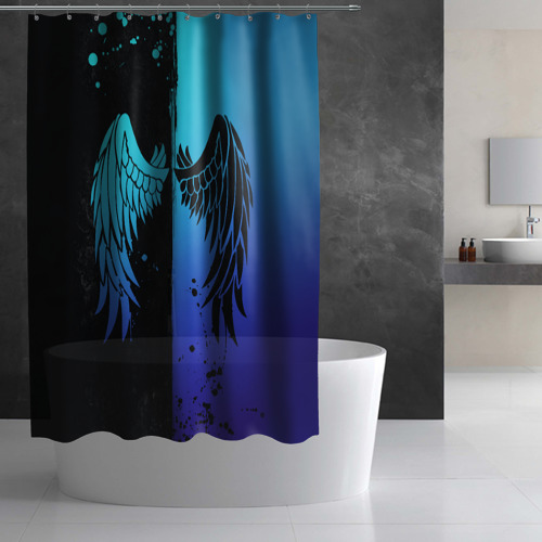 Штора 3D для ванной Крылья инь янь - фото 2
