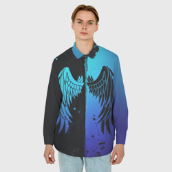 Мужская рубашка oversize 3D Крылья инь янь - фото 2