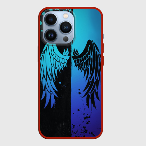 Чехол для iPhone 13 Pro Крылья инь янь, цвет красный