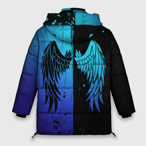 Женская зимняя куртка Oversize Крылья инь янь, цвет черный - фото 2