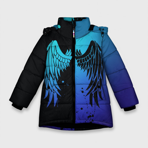 Зимняя куртка для девочек 3D Крылья инь янь, цвет черный