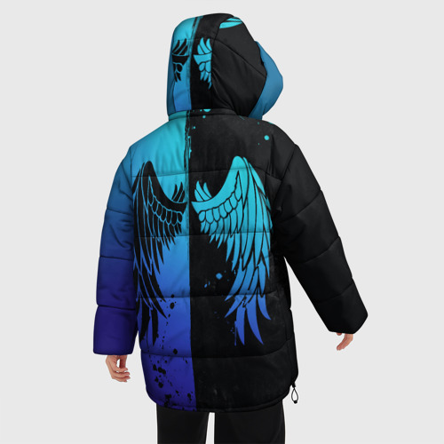 Женская зимняя куртка Oversize Крылья инь янь, цвет черный - фото 4