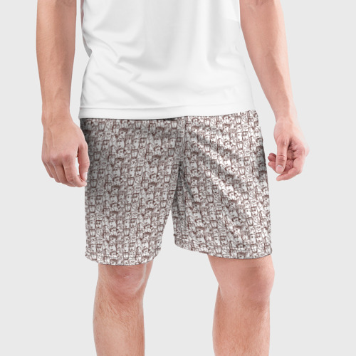 Мужские шорты спортивные Лица в квадрате, цвет 3D печать - фото 3