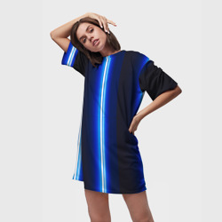 Платье-футболка 3D Неоновое синее свечение - фото 2