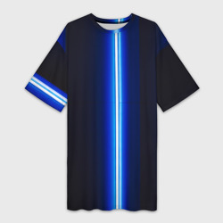 Платье-футболка 3D Неоновое синее свечение