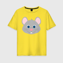 Женская футболка хлопок Oversize Серая мышка крупным планом