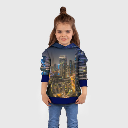 Детская толстовка 3D с принтом Ночной красочный город, вид сбоку #3