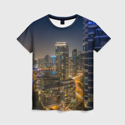 Женская футболка 3D Ночной красочный город