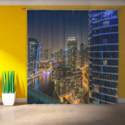 Фотошторы с принтом Ночной красочный город для любого человека, вид спереди №3. Цвет основы: габардин