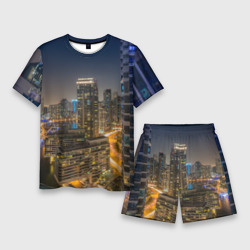 Мужской костюм с шортами 3D Ночной красочный город