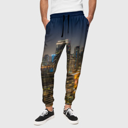 Ночной красочный город – Мужские брюки 3D с принтом купить