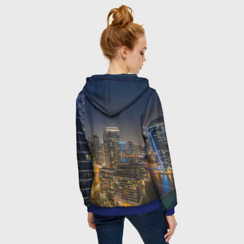 Женская толстовка 3D на молнии Ночной красочный город, цвет синий - фото 4