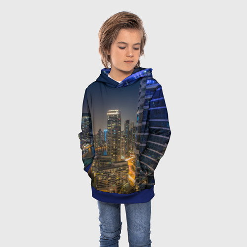 Детская толстовка 3D с принтом Ночной красочный город, фото на моделе #1