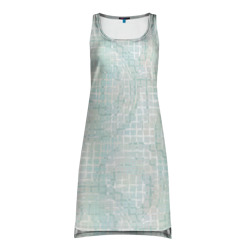Круги на клетчатом серо-белом фоне – Платье-майка 3D с принтом купить
