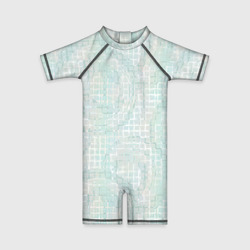 Круги на клетчатом серо-белом фоне – Детский купальный костюм 3D с принтом купить