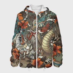 Мужская куртка 3D Тигр и дракон мифические