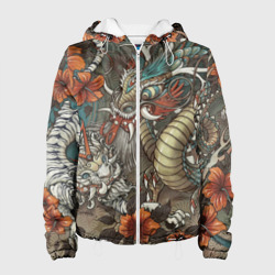 Женская куртка 3D Тигр и дракон мифические