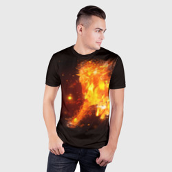 Мужская футболка 3D Slim Огненная лошадь мчит галопом - фото 2