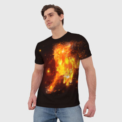 Мужская футболка 3D Огненная лошадь мчит галопом - фото 2