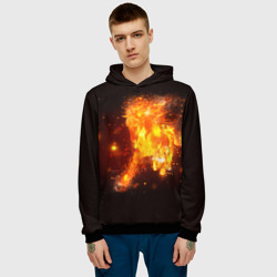 Мужская толстовка 3D Огненная лошадь мчит галопом - фото 2