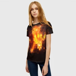 Женская футболка 3D Огненная лошадь мчит галопом - фото 2