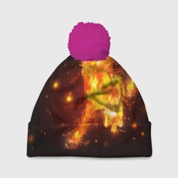 Шапка 3D c помпоном Огненная лошадь мчит галопом