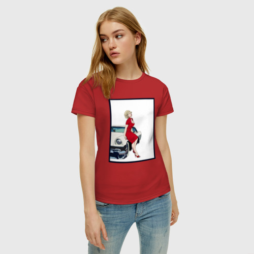 Женская футболка хлопок с принтом Автоледи рисунок, фото на моделе #1