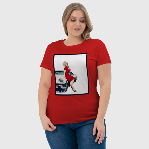 Женская футболка хлопок с принтом Автоледи рисунок, фото #4