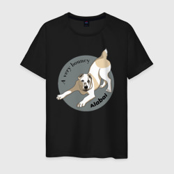 Мужская футболка хлопок Алабай прыгучий пёс