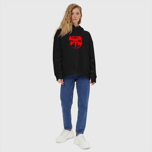 Женское худи Oversize хлопок Bones logo, цвет черный - фото 6