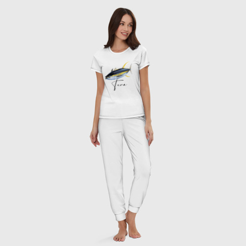 Женская пижама хлопок Желтопёрый океанский тунец, цвет белый - фото 5