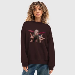 Женский свитшот oversize без начеса хлопок Leos роккк миталлика - фото 2